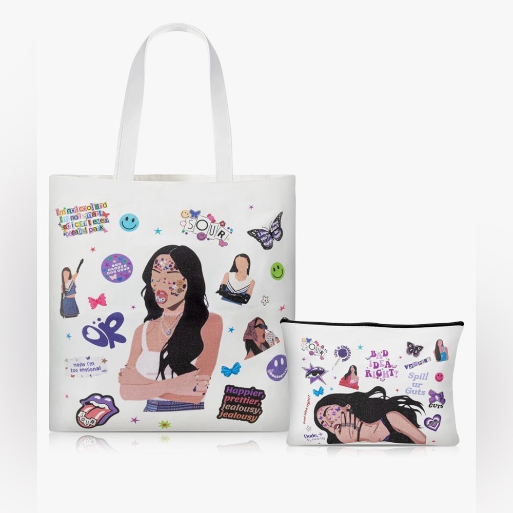 Olivia Rodrigo Canvas Tote Bag And Makeup Bag